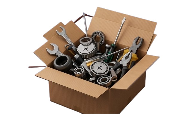 Box with machine parts