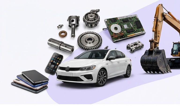 Car, Crane, Caterpillar, Motherboard, Phone and Machine Parts